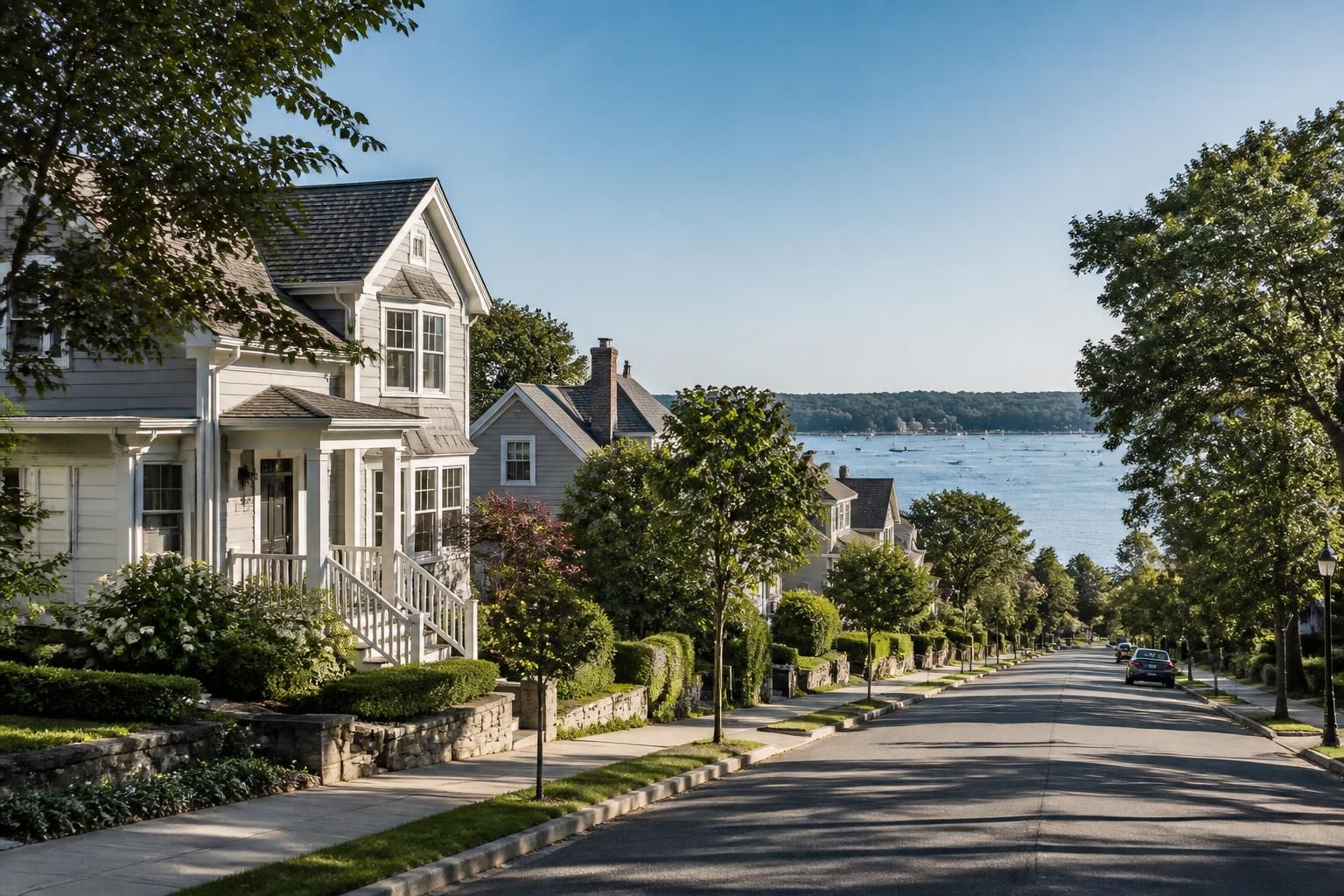 Well-kept suburban homes on a leafy San Mateo street.